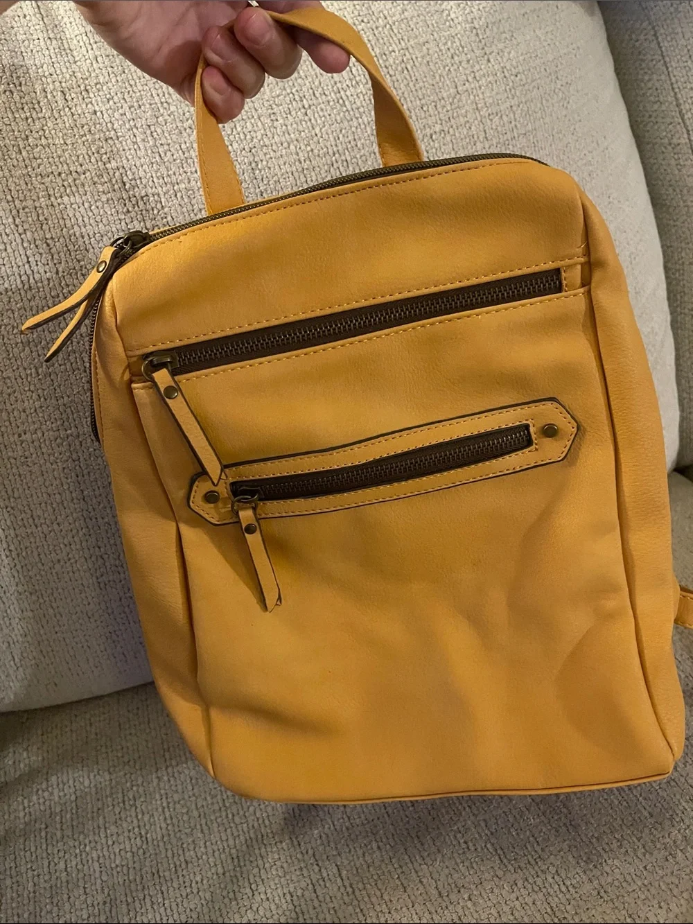 Woman’s Yellow Leather Backpack - Stylish Everyday Carry
